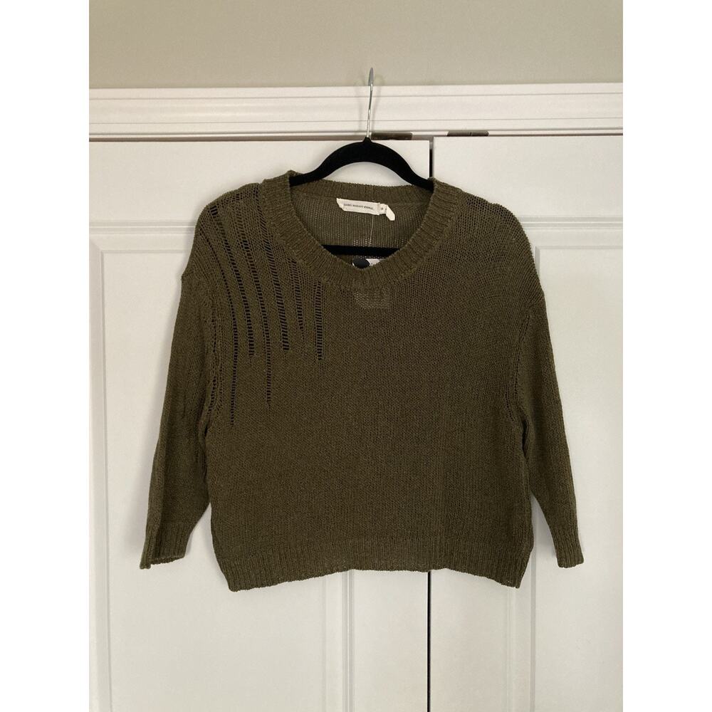 Isabel Marant Etoile Linen Cotton Knit Green Sweater Jumper Pullover 38 US 8 M